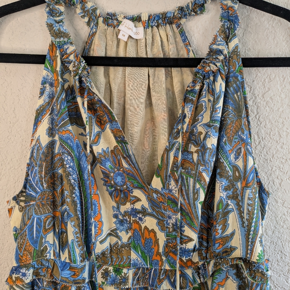 House Of Harlow 1960 Maxi Dress M Halter Neck Tiered Skirt Paisley Boho 70's - Picture 3 of 9